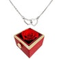 Eternally Preserved Rotating Rose Box - Engraved Heart Necklace!