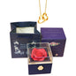Eternally Preserved Rotating Rose Box - Engraved Heart Necklace!