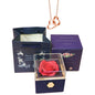 Eternally Preserved Rotating Rose Box - Engraved Heart Necklace!