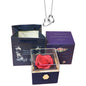 Eternally Preserved Rotating Rose Box - Engraved Heart Necklace!