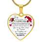 To My Wife - Cherish You - Valentine's Rose Heart Necklace