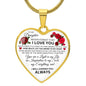 To My Daughter - Cherish You - Valentine's Rose Heart Necklace