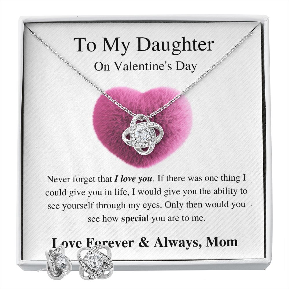 To My Daughter From Mom - Valentine's Love Knot Necklace