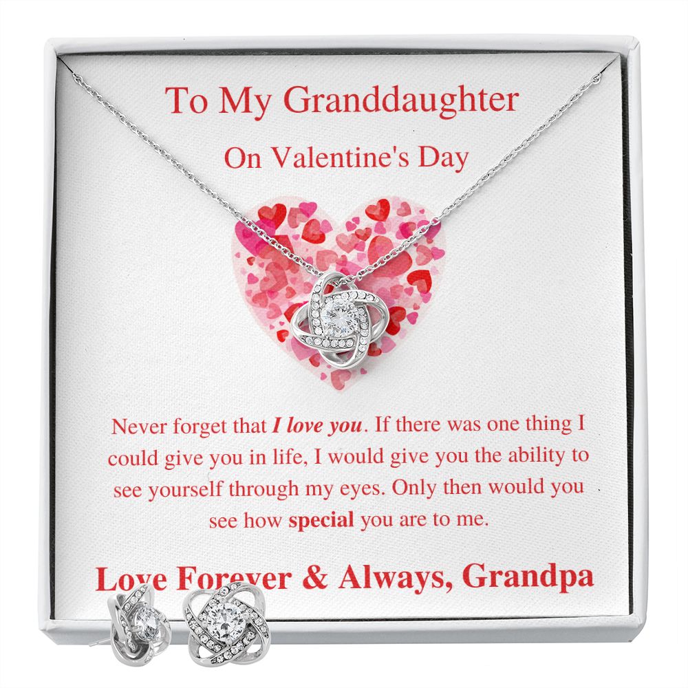 To My Granddaughter From Grandpa - Valentine's Love Knot Necklace