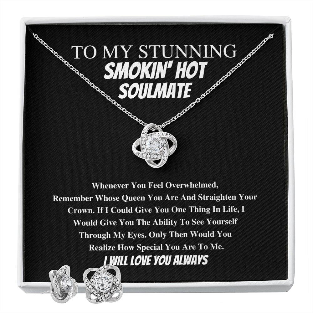 To My Stunnin' Smokin' Hot Soulmate In Blk - Valentine's Love Knot Necklace