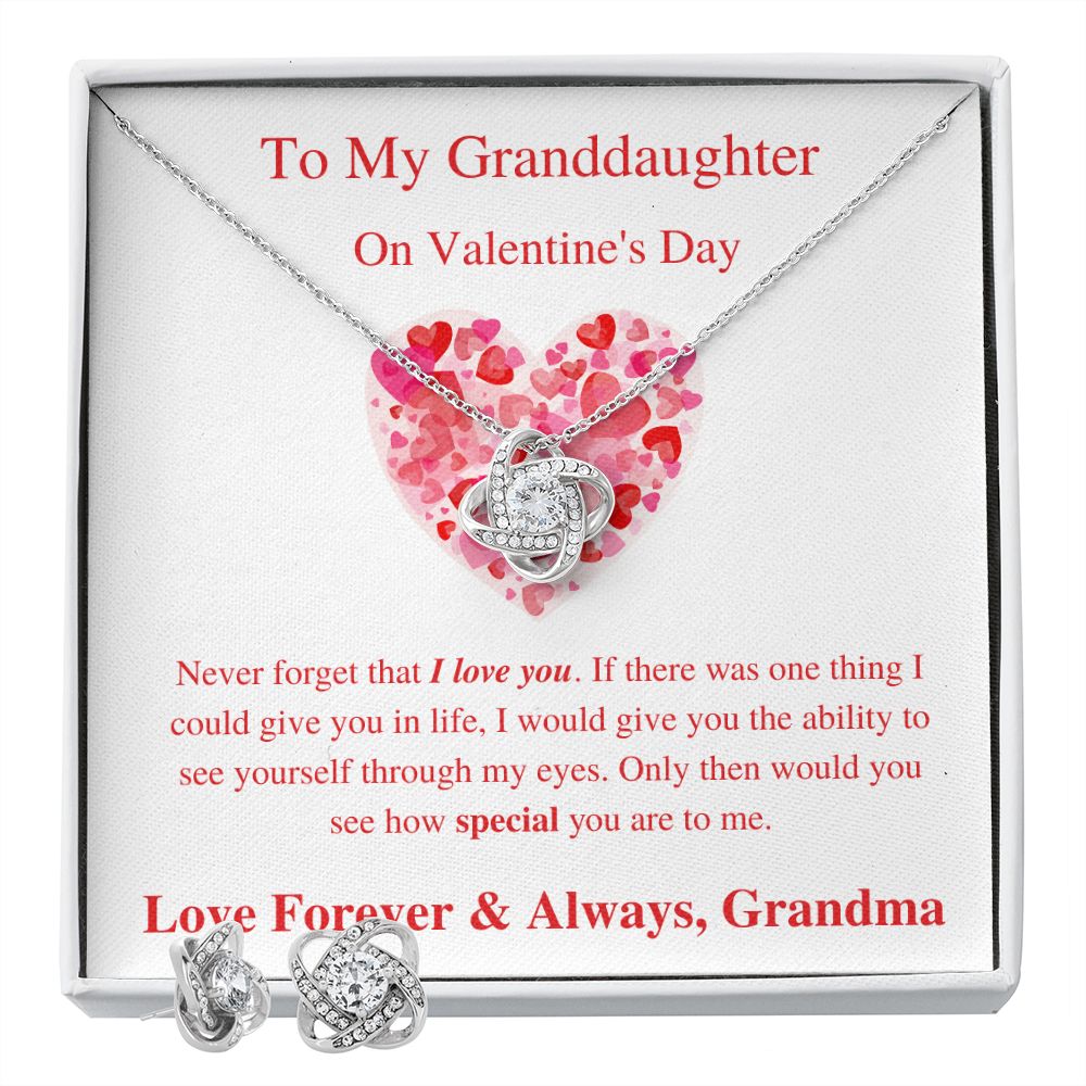 To My Granddaughter From Grandma - Valentine's Love Knot Necklace