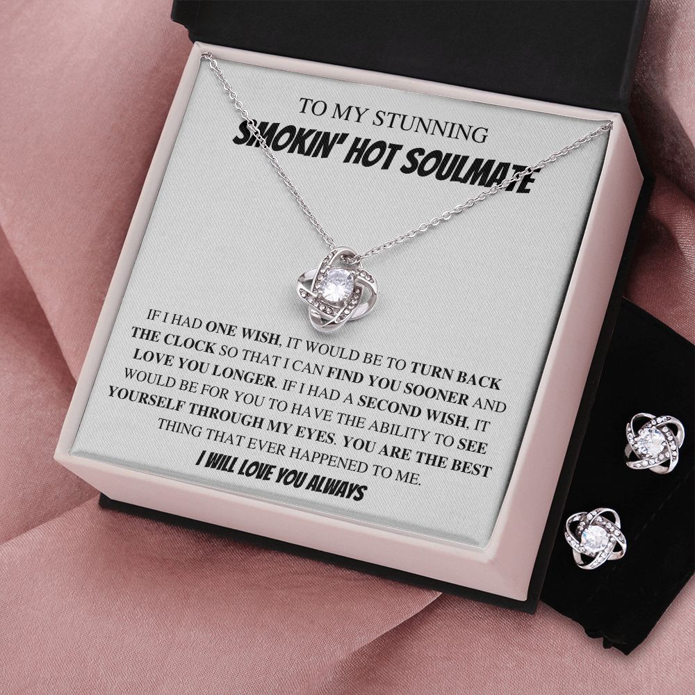 To My Stunning Soulmate In Wht - Valentine's Love Knot Necklace