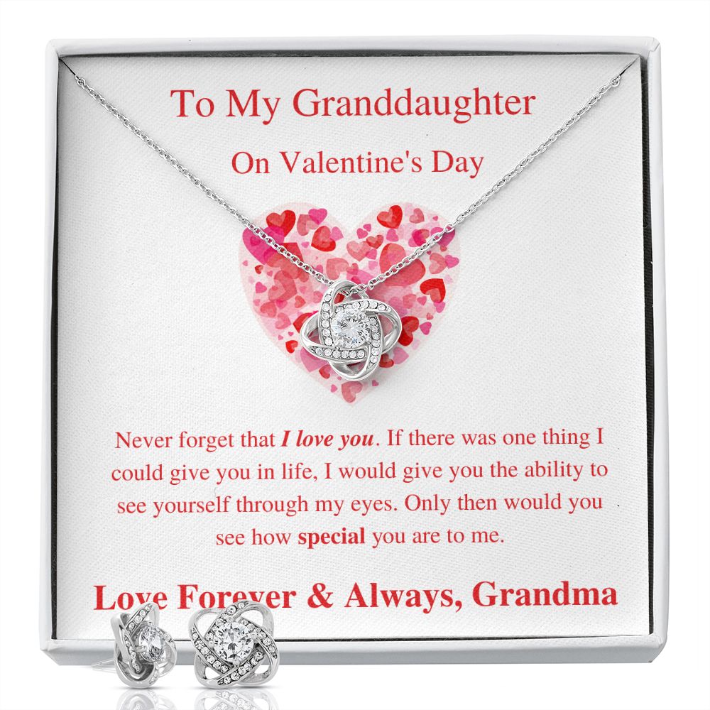To My Granddaughter From Grandma - Valentine's Love Knot Necklace