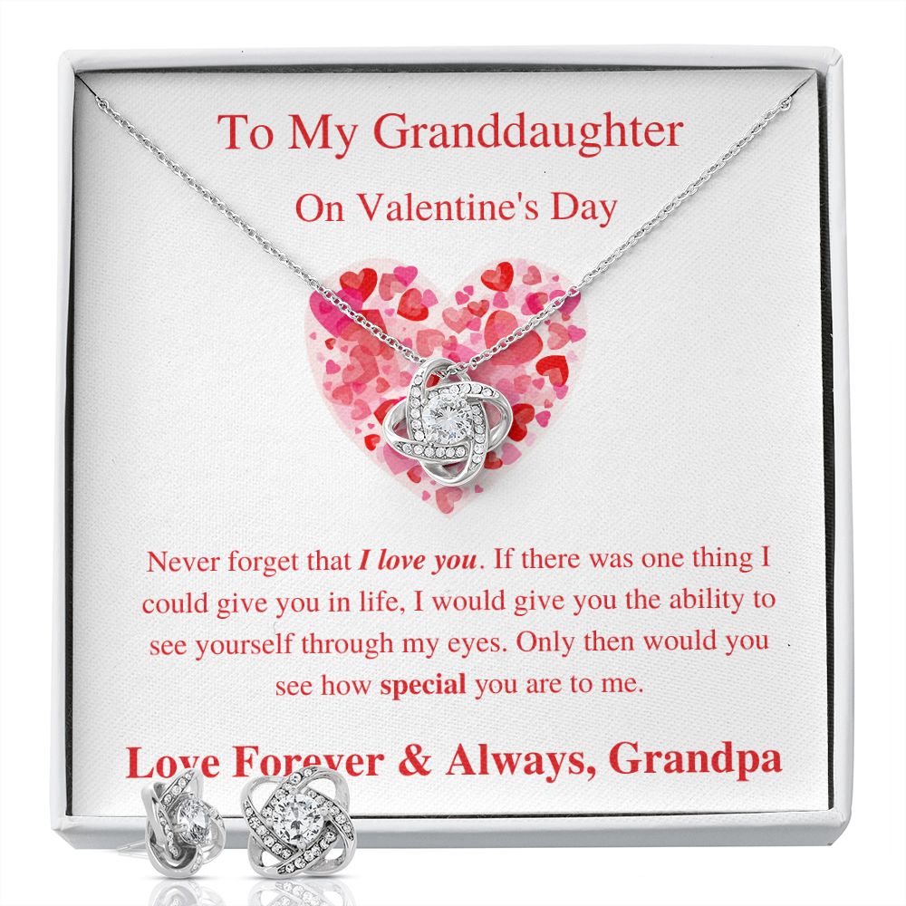 To My Granddaughter From Grandpa - Valentine's Love Knot Necklace