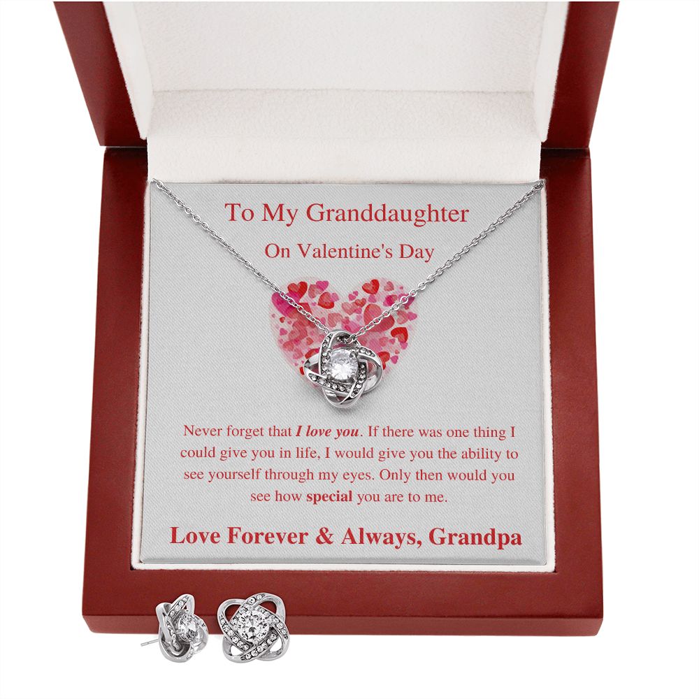 To My Granddaughter From Grandpa - Valentine's Love Knot Necklace