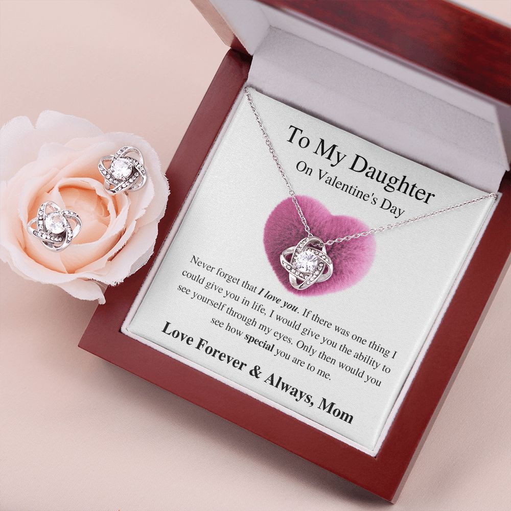To My Daughter From Mom - Valentine's Love Knot Necklace