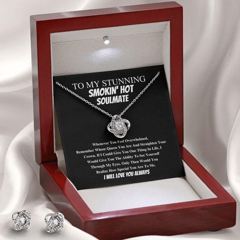 To My Stunnin' Smokin' Hot Soulmate In Blk - Valentine's Love Knot Necklace