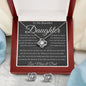 Gift For Daughter From Mom & Dad Love Knot Necklace With Earrings Blk See The Way I Do Msg Card