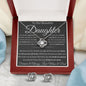 Gift For Daughter From Mom & Dad Love Knot Necklace With Earrings Dream Msg
