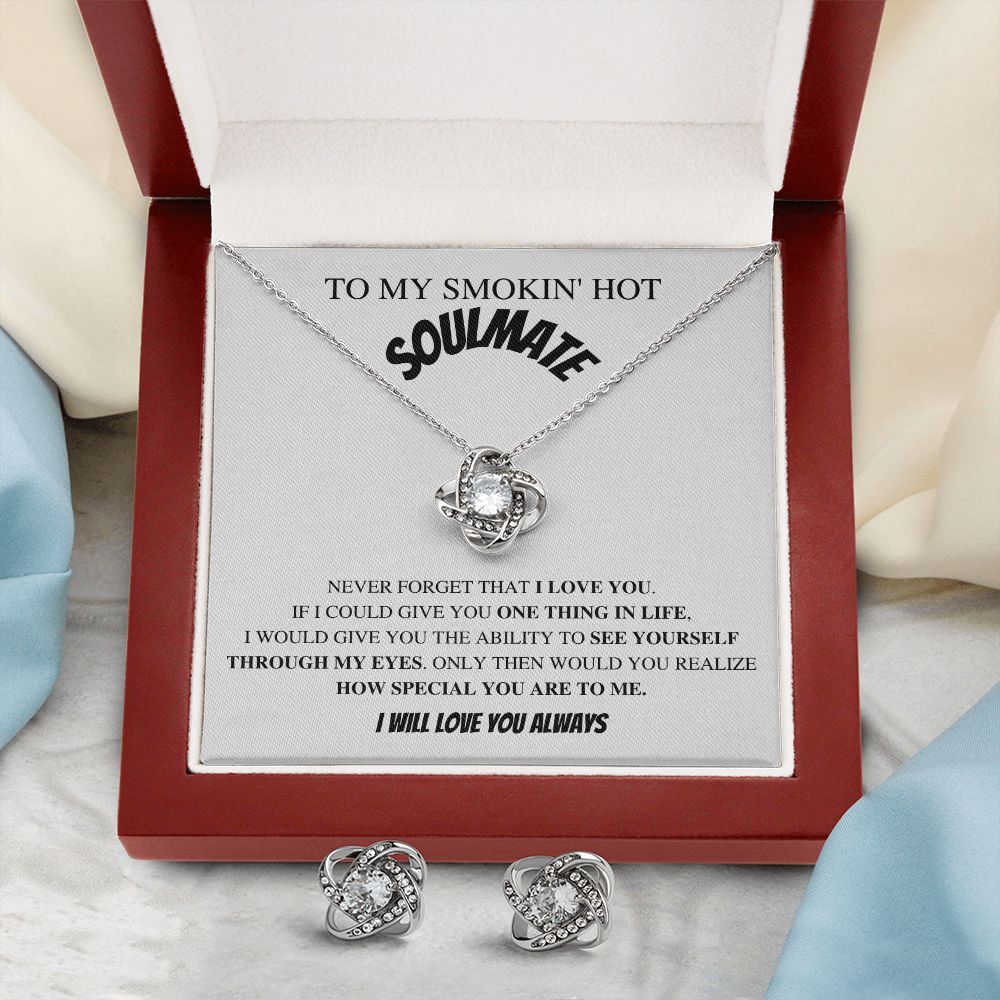 To My Smokin' Hot Soulmate In Wht- Valentine's Love Knot Necklace