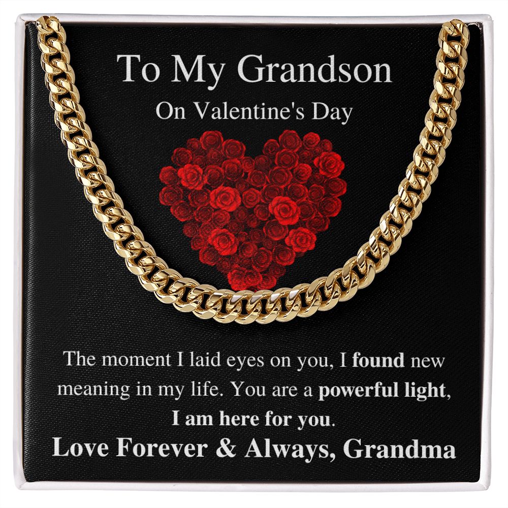 To My Grandson From Grandma - Valentine's Cuban Link Chain