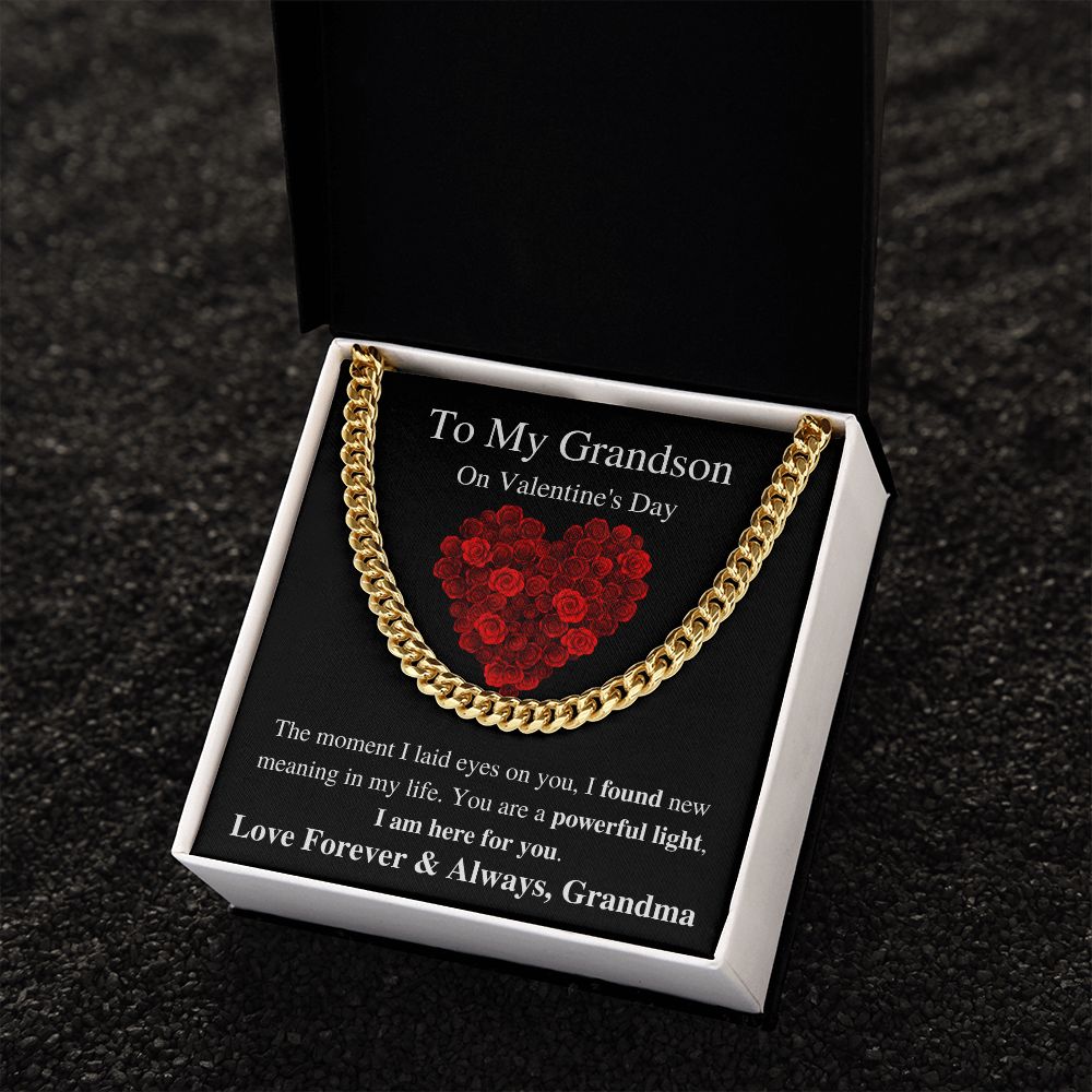 To My Grandson From Grandma - Valentine's Cuban Link Chain