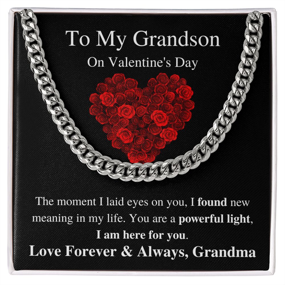 To My Grandson From Grandma - Valentine's Cuban Link Chain