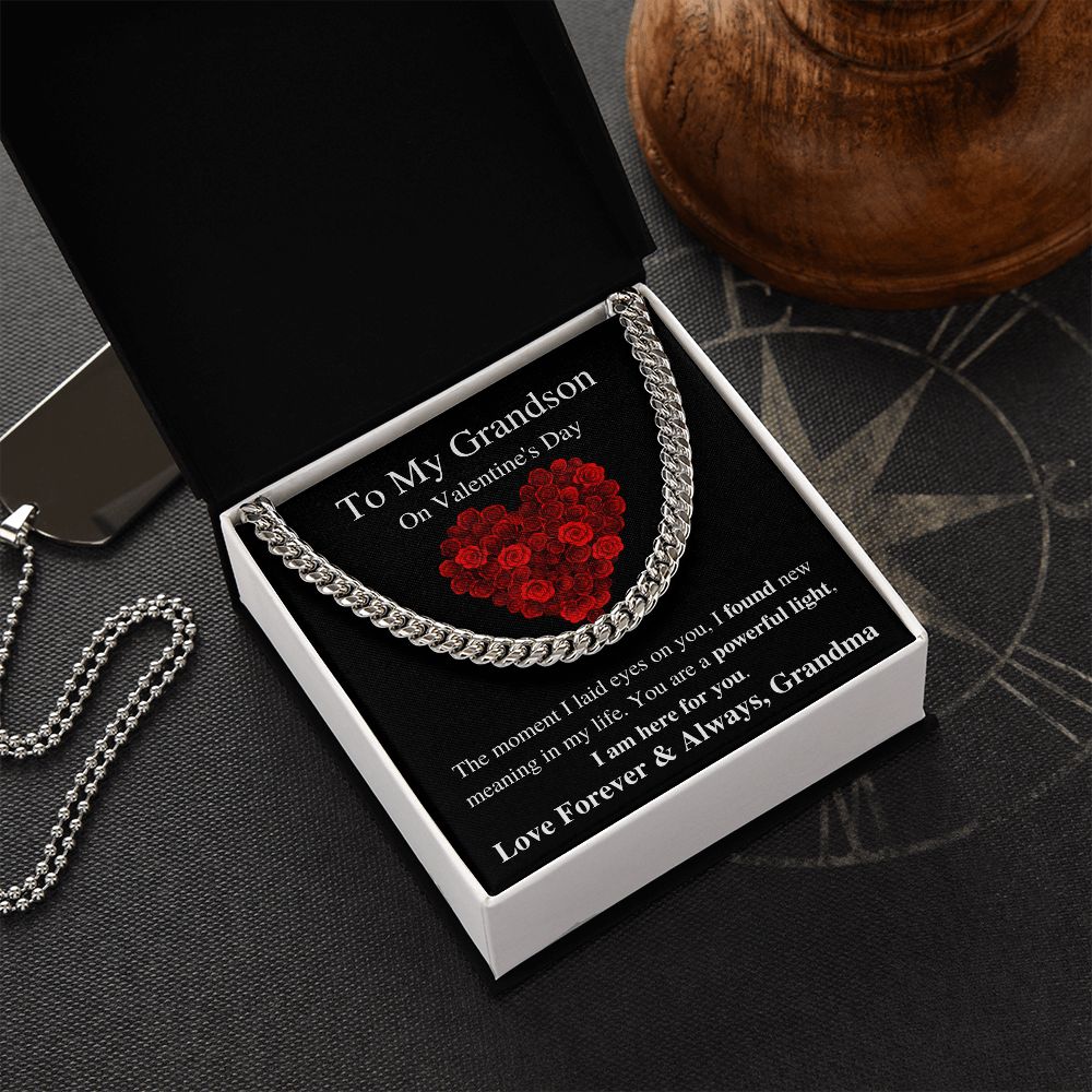 To My Grandson From Grandma - Valentine's Cuban Link Chain