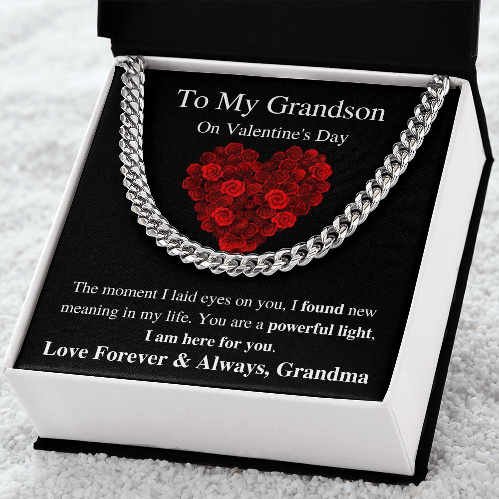 To My Grandson From Grandma - Valentine's Cuban Link Chain