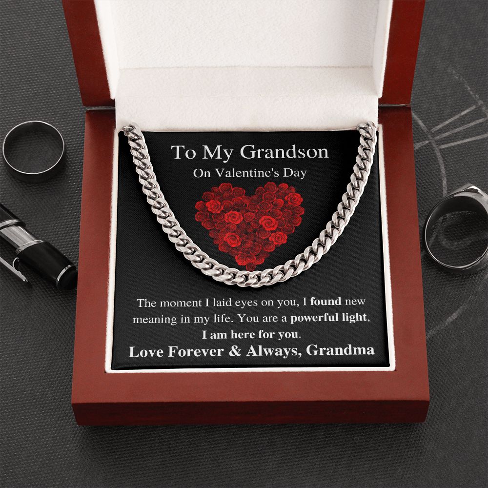To My Grandson From Grandma - Valentine's Cuban Link Chain