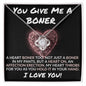 You Give Me A Boner - Heart On - Valentine's Love Knot Necklace