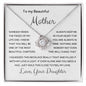 To My Beautiful Mother - Feel My Love - Mother's Day Love Knot Necklace
