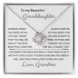 To My Beautiful Granddaughter - Feel My Love - Love Knot Necklace