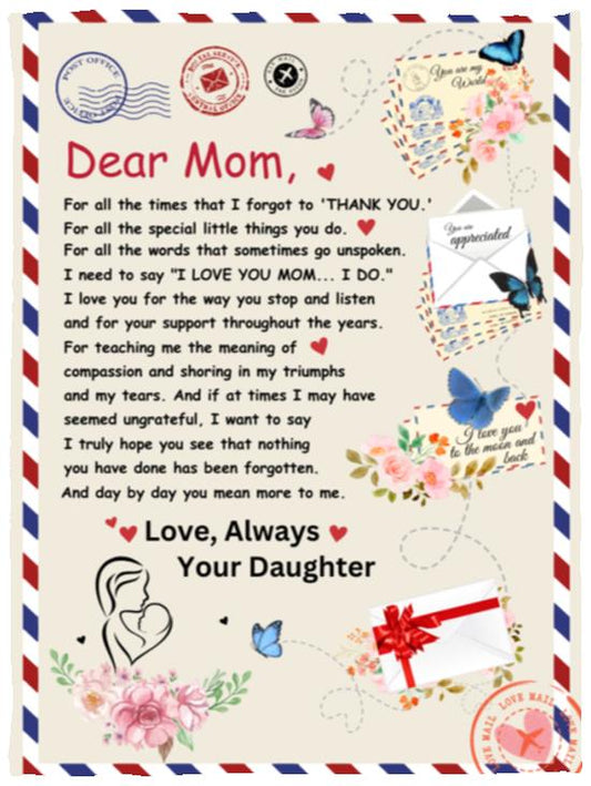 To Mom - Giant Premium Postcard Blanket From Daughter