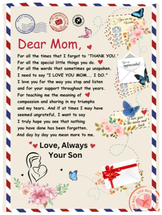 To Mom - Giant Premium Postcard Blanket From Son