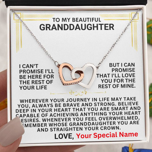 [Almost Sold Out For the Holidays] Beautiful Granddaughter From PERSONALIZED NAME - Interlocking Hearts Necklace