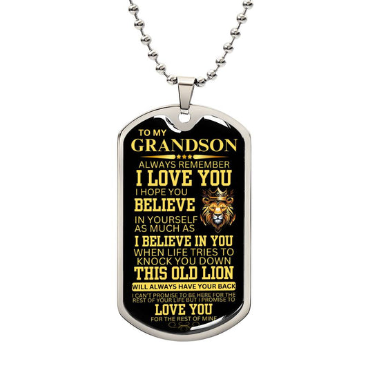 [50% OFF For The Holidays] To My Grandson - Dog Tag Necklace
