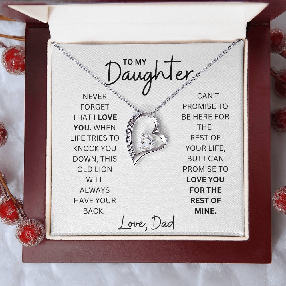 To My Daughter - Love Forever - Forever Love Heart Necklace