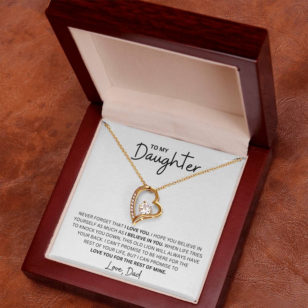 To My Daughter - Never Forget - Forever Love Heart Necklace