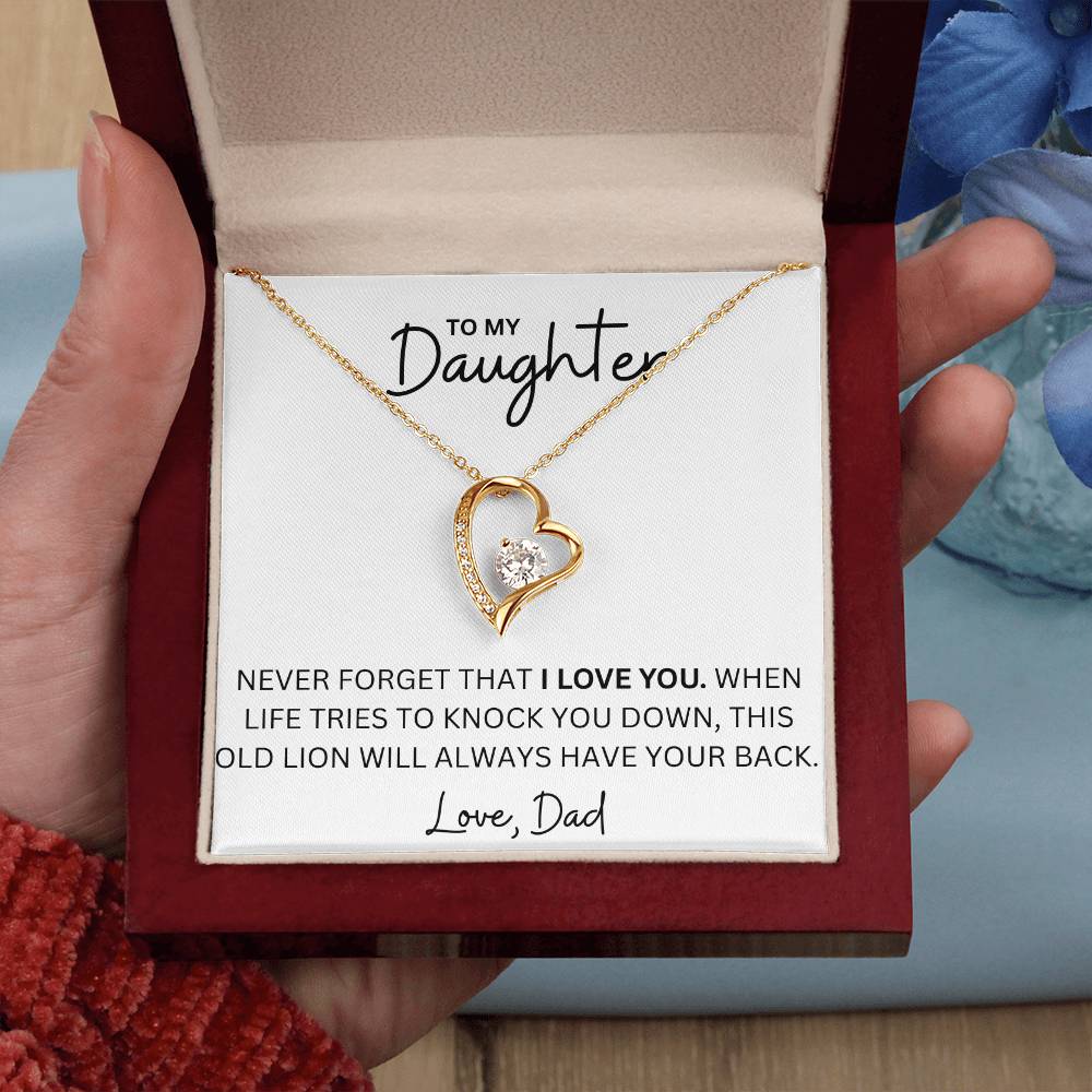 To My Daughter - I Have Your Back - Forever Love Heart Necklace