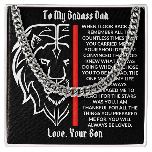 To My Badass Dad - Thankful For You - Cuban Link Necklace