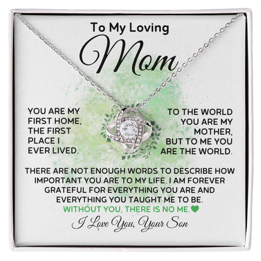 To My Loving Mom - First Home - Love Knot Necklace