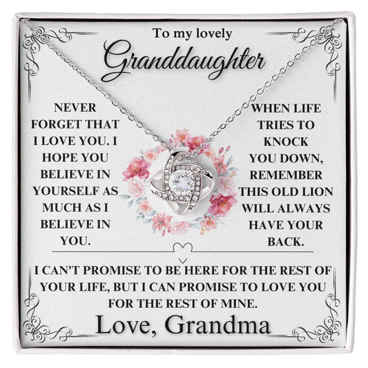 (Almost Sold Out) Lovely Granddaughter - Love Grandma - Love Knot Necklace