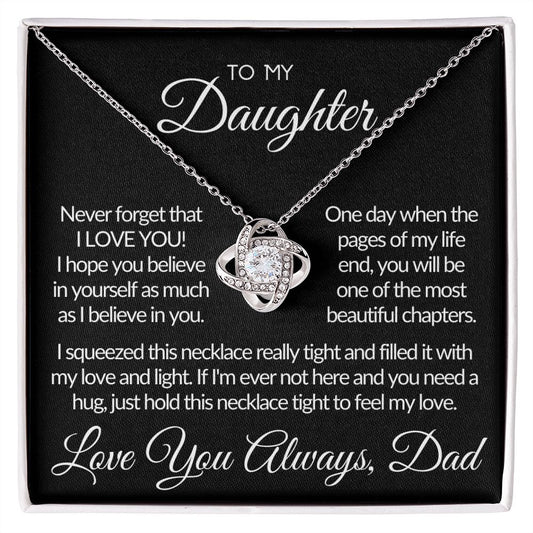 To My Daughter - Never Forget - Love Knot Necklace