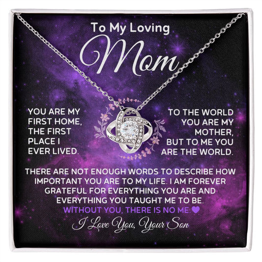 To My Loving Mom - First Home - Love Knot Necklace