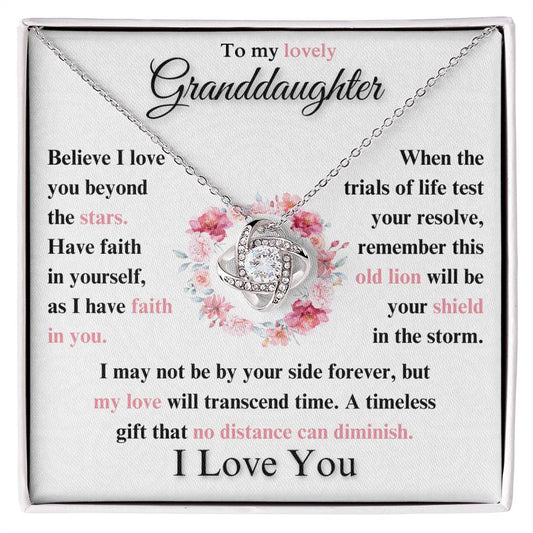 To My Lovely Granddaughter - I Love You - Love Knot Necklace