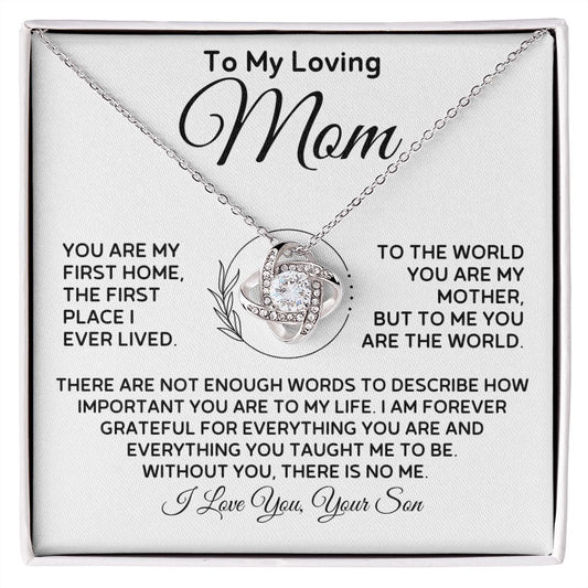 To My Loving Mom - My World - Love Knot Necklace