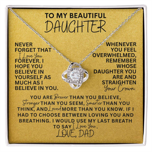 [In 36 carts...] To My Beautiful Daughter - Love Knot Necklace