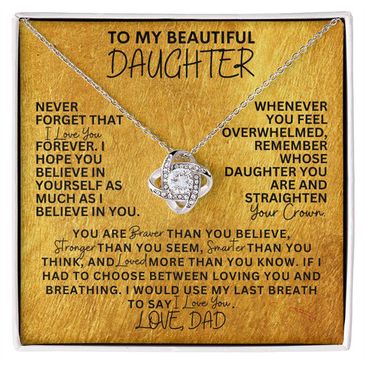 [In 35 carts...] To My Beautiful Daughter - Love Knot Necklace