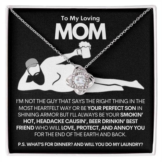 [Almost Sold Out] To My Loving Mom From Beer Chugging Son - Love Knot Necklace