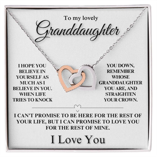 (Almost Sold Out) To My Lovely Granddaughter - I Love You - Interlocking Hearts Necklace
