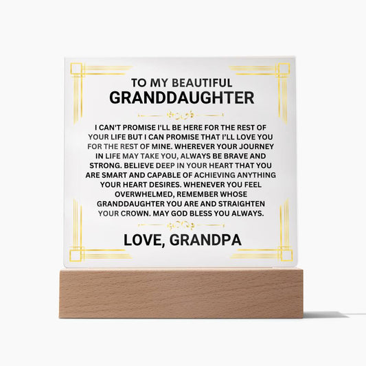 [ALMOST SOLD OUT] To My Beautiful Granddaughter from Grandpa - Modern Plaque