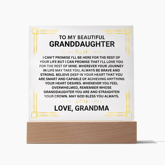 [ALMOST SOLD OUT] To My Beautiful Granddaughter from Grandma - Modern Plaque