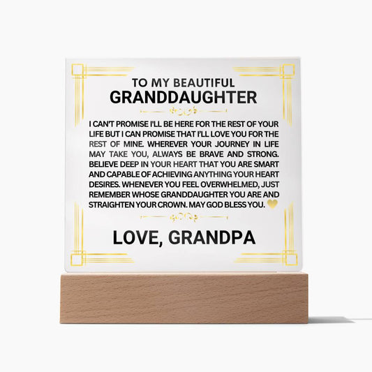 [Almost Sold Out] Beautiful Granddaughter from Grandpa - Square LED Plaque