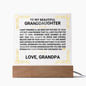 [Almost Sold Out] Beautiful Granddaughter from Grandpa - Square LED Plaque